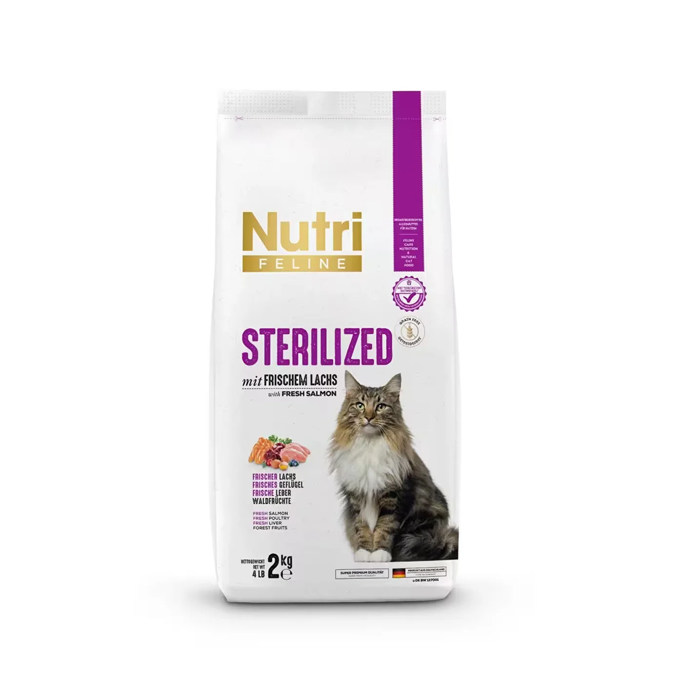 Nutri Feline Somonlu ve Tahılsız Kısırlaştırılmış Kedi Maması (2 kg)