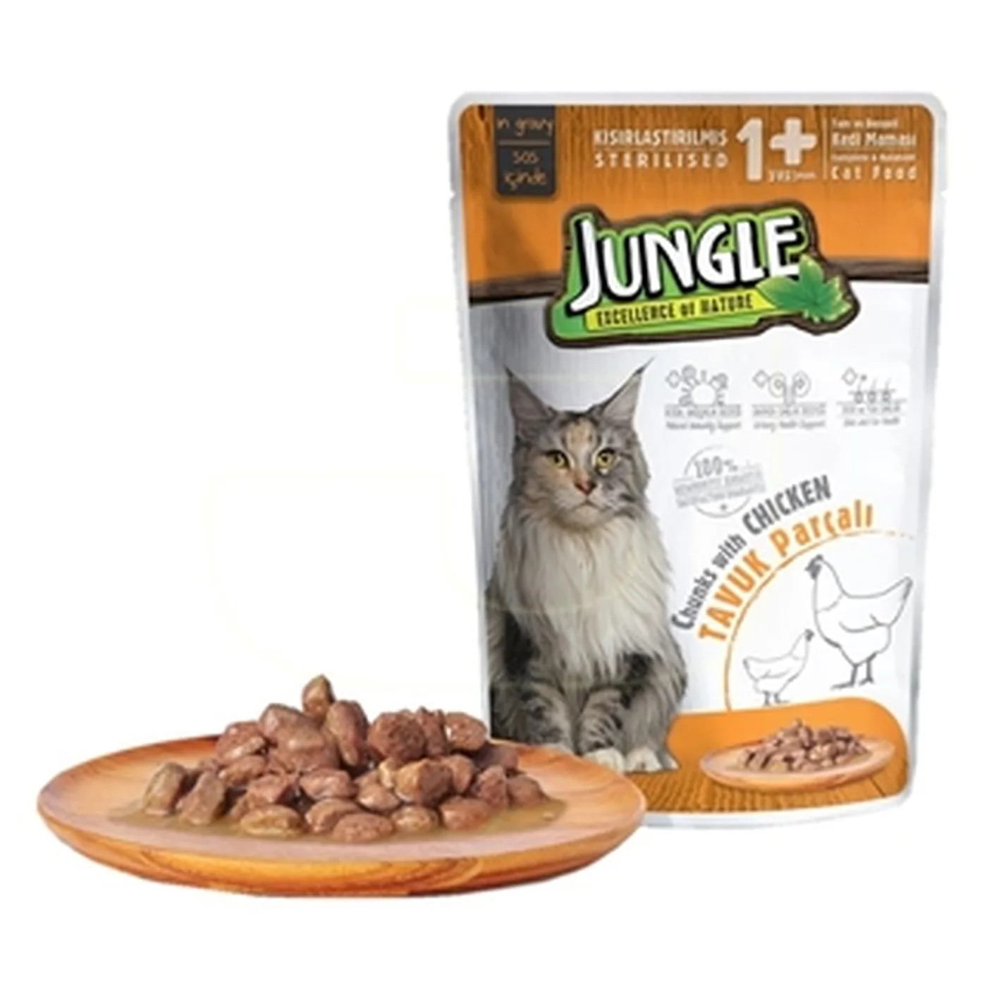 Jungle Tavuk Etli Kısırlaştırılmış Kedi Pouch Ya? Mama (100 g)