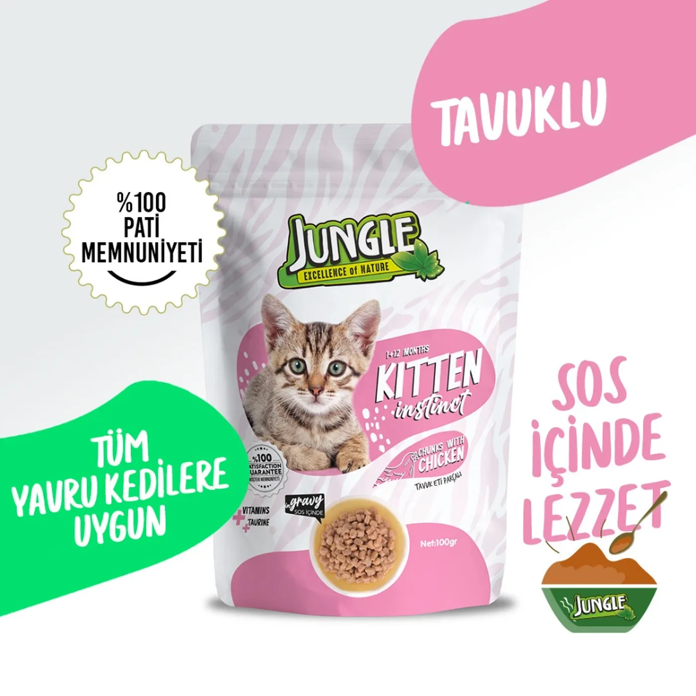 Jungle Tavuk Etli Yetişkin Kedi Pouch Ya? Mama (100 g)