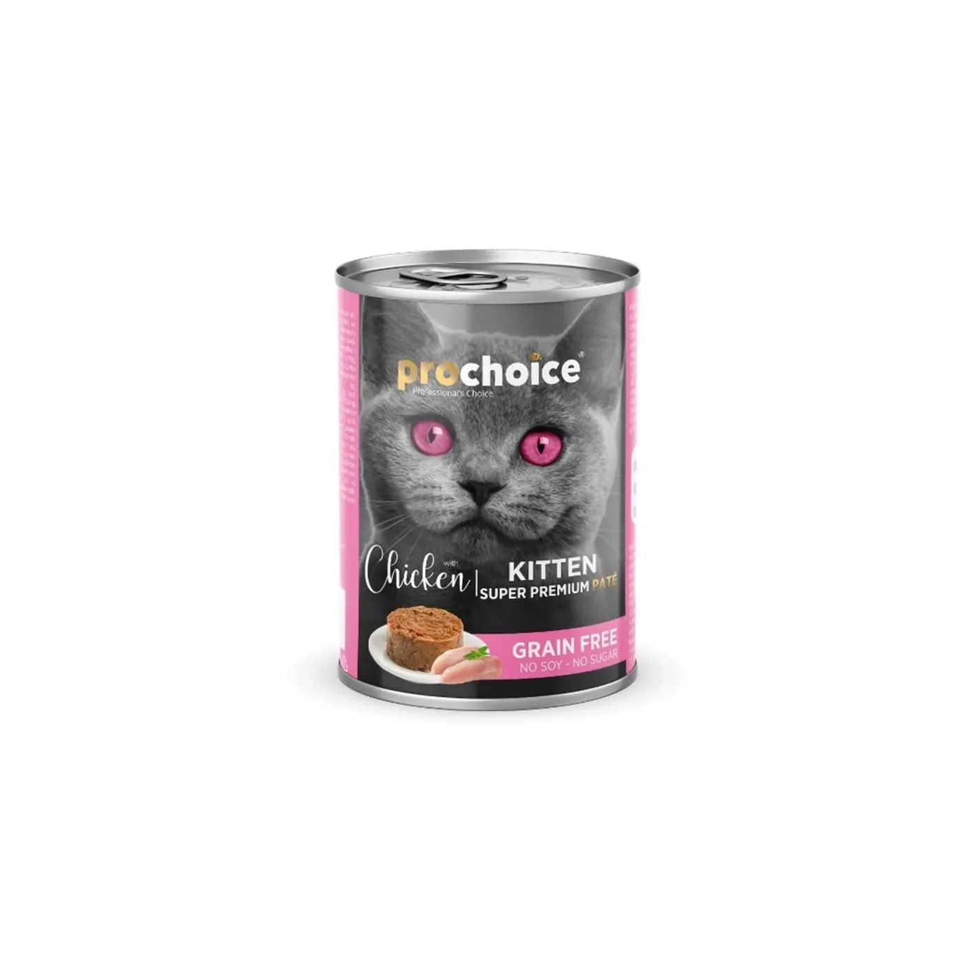 Prochoice Tahılsız, Şekersiz & Tavuk Etli Yavru Kedi Konserve Maması (400 g)