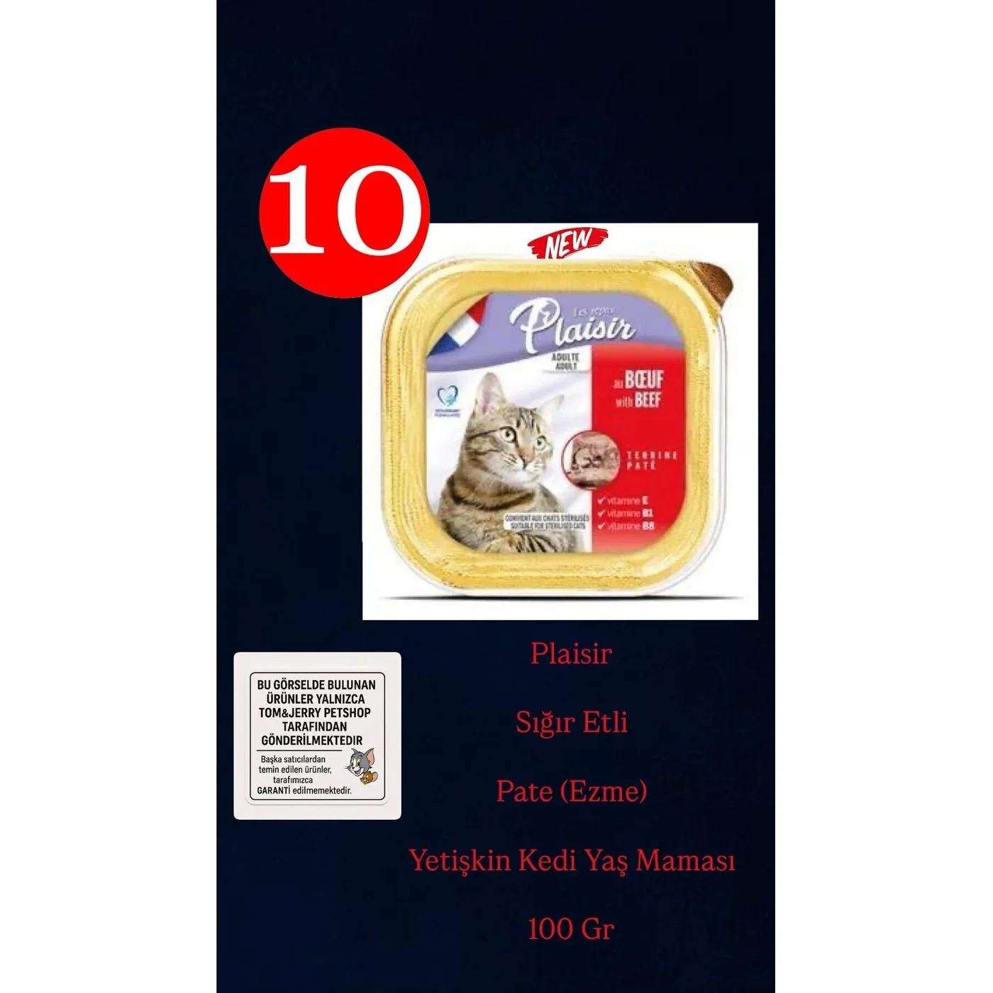Plaisir Biftek Etli ve Hindi Etli Yetişkin ve Kısırlaştırılmış Kedi Pouch Ya? Mama (100 g)