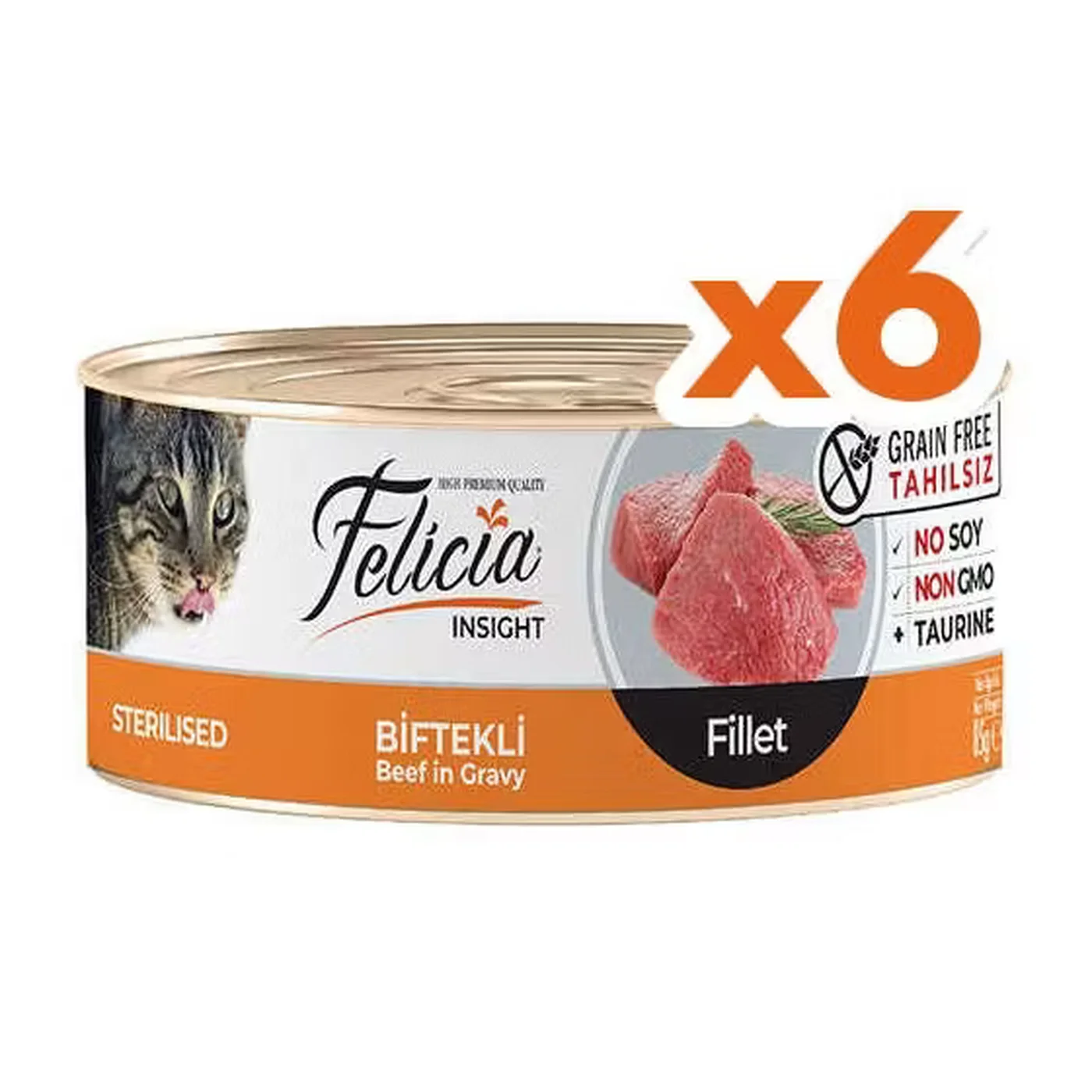 Felicia Insight Tahılsız Biftek Etli Fileto Yetişkin Kedi Konserve Maması (85 g)