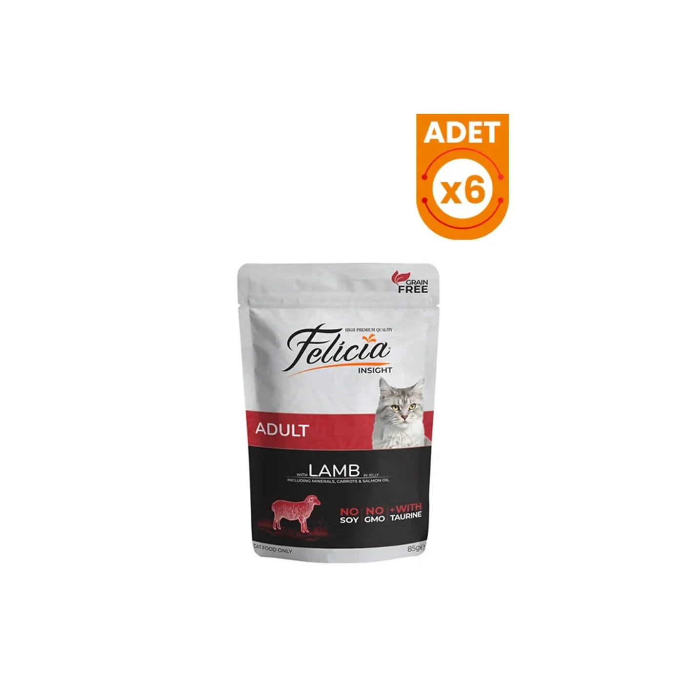 Felicia Insight Tahılsız Kuzu Etli Yetişkin Kedi Pouch Ya? Mama (85 g)