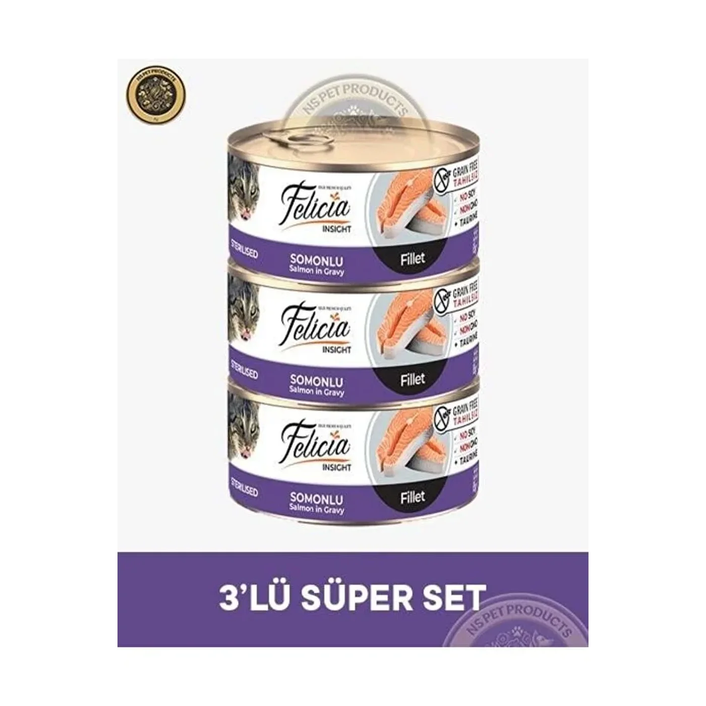 Felicia Insight Tahılsız Somonlu Fileto Yetişkin Kedi Konserve Maması (85 g)