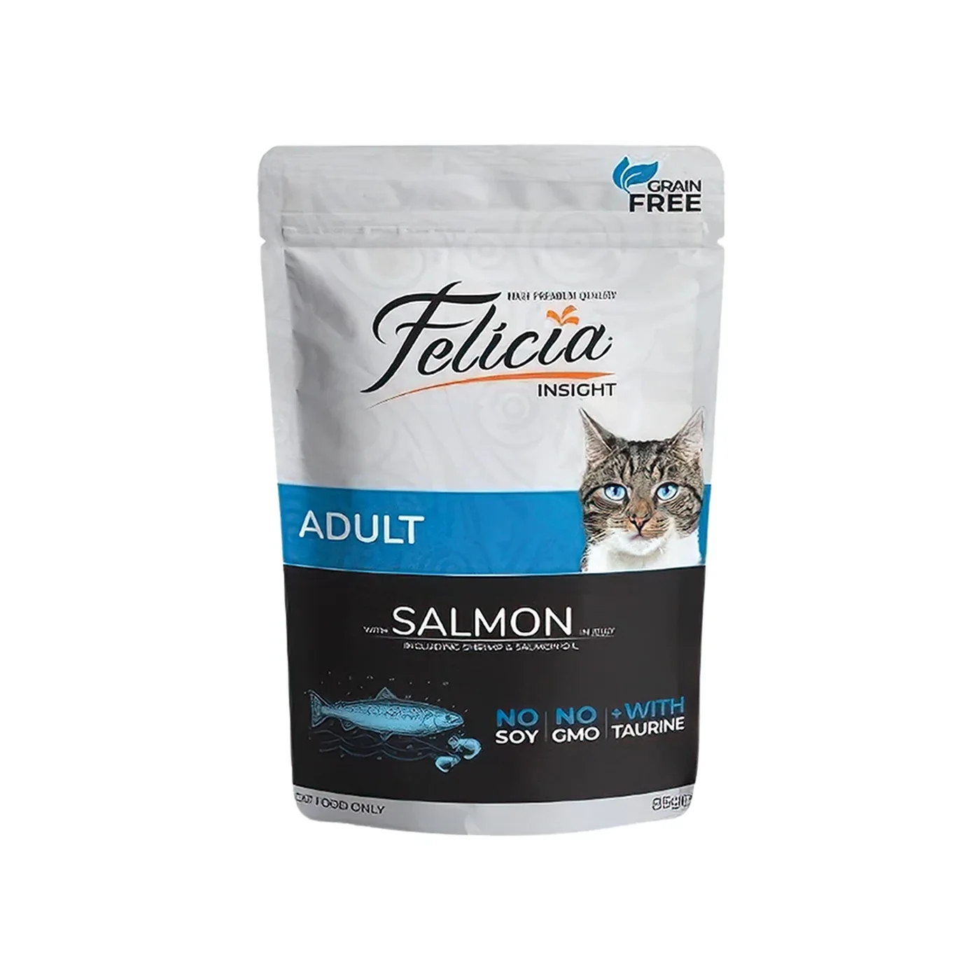 Felicia Insight Tahılsız Somonlu Yetişkin Kedi Pouch Ya? Mama (85 g)