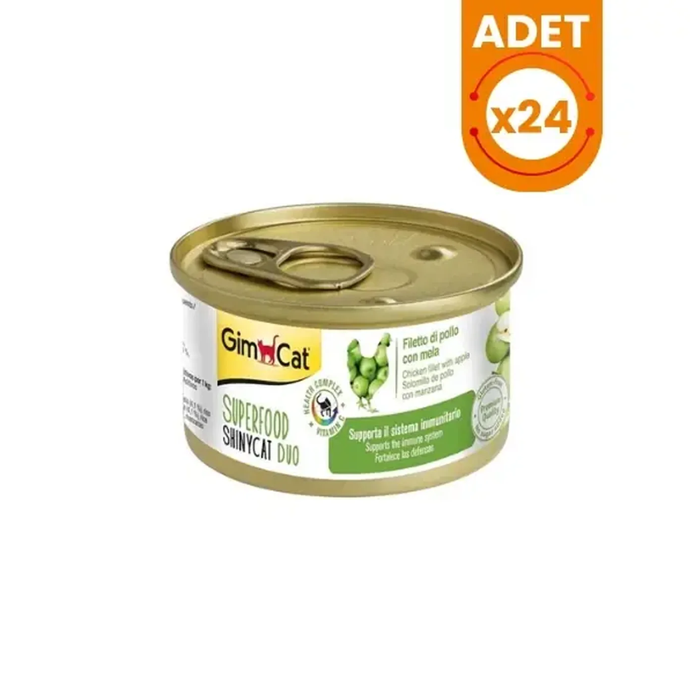 GimCat Shinycat Fileto Tavuk Etli ve Elmalı Yetişkin Kedi Konserve Maması (70 g)