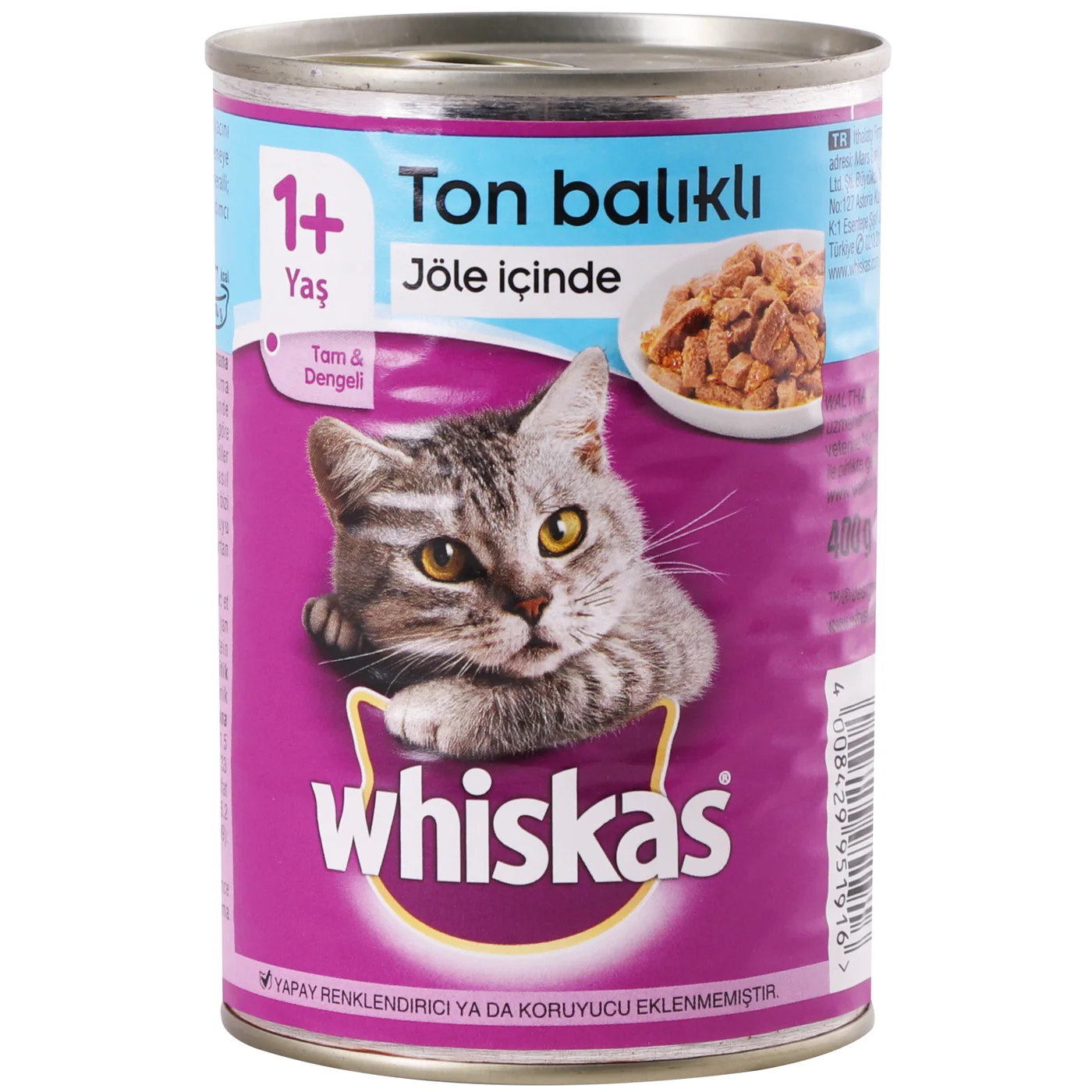 Whiskas Ton Balıklı Yetişkin Kedi Konserve Maması (400 g)