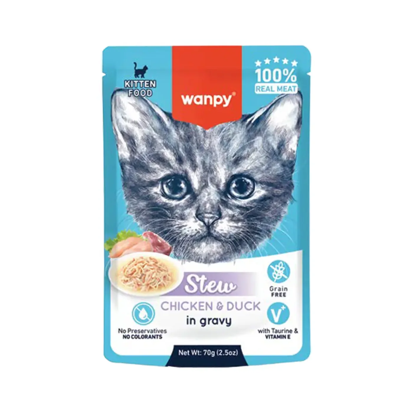 Wanpy Stew Tavuk Etli ve Ördek Etli Ya? Kedi Maması (70 g)