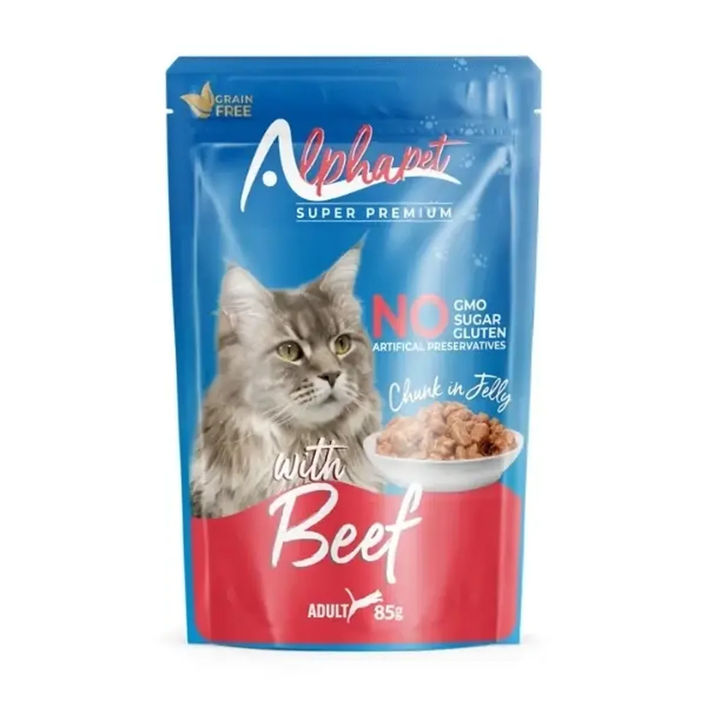 Alphapet Jöle İçinde Parça Sığır Etli Yetişkin Kedi Konservesi (24 x 85 g)