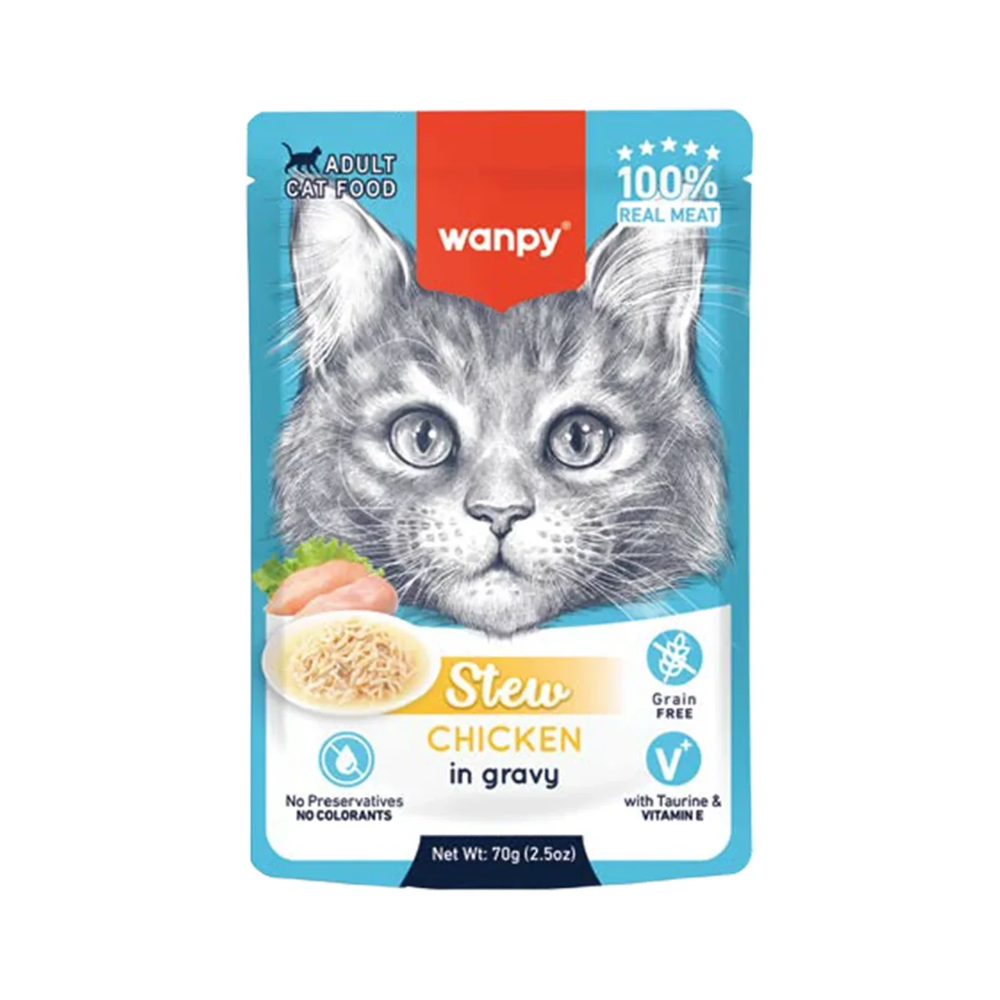 Wanpy Stew Gravy Sos İçerisinde Tavuk Etli Kedi Ya? Maması (70 g)