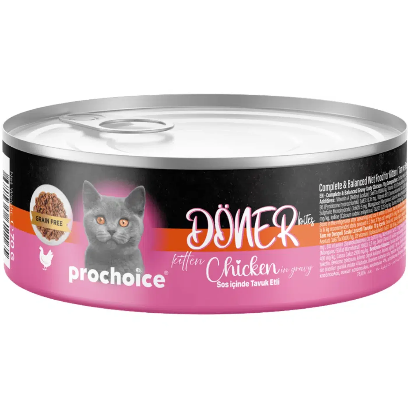 Prochoice Döner Bites Sos İçinde Tavuklu Yavru Kedi Maması (70 g)