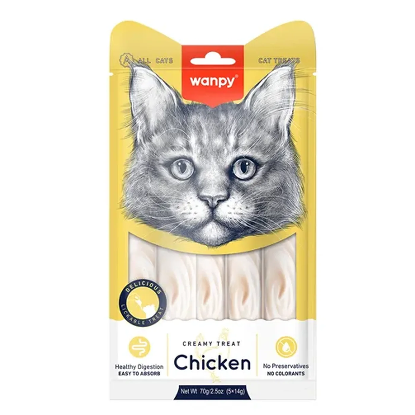 Wanpy Tavuk Etli Tamamlayıcı Ek Sıvı Kedi Ödülü (5 x 14 g)