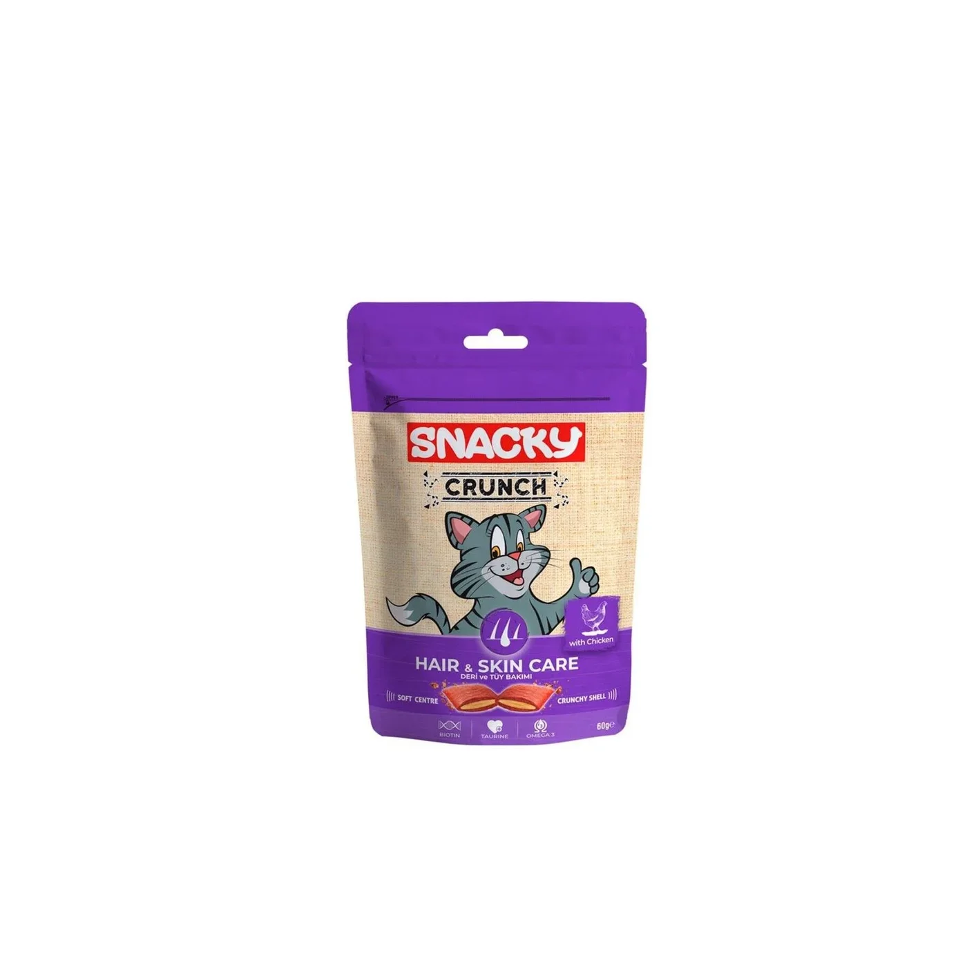 Snacky Crunchy Saç & Cilt Bakım? Tavuk Etli Kedi Ödülü (60 g)