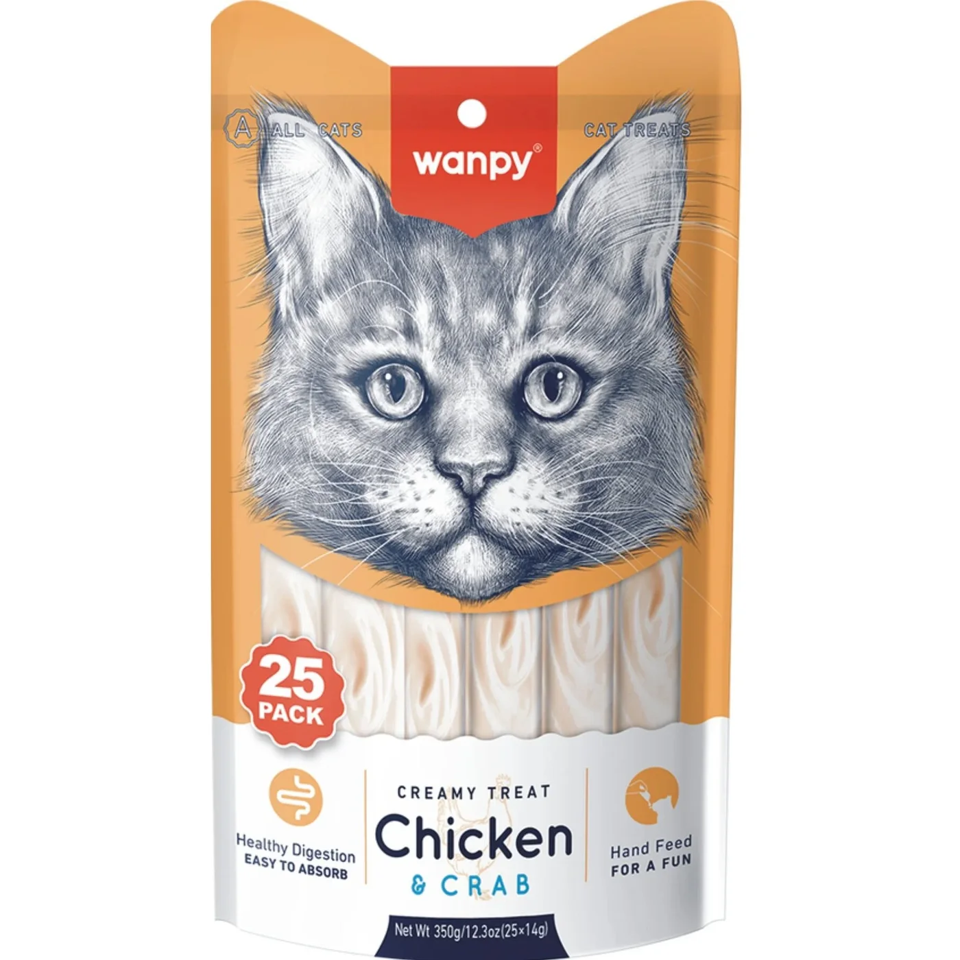 Wanpy Bağışık Güçlendirici Tavuk Etli ve Yengeçli Sıvı Kedi Ödül Maması (5 x 14 g)