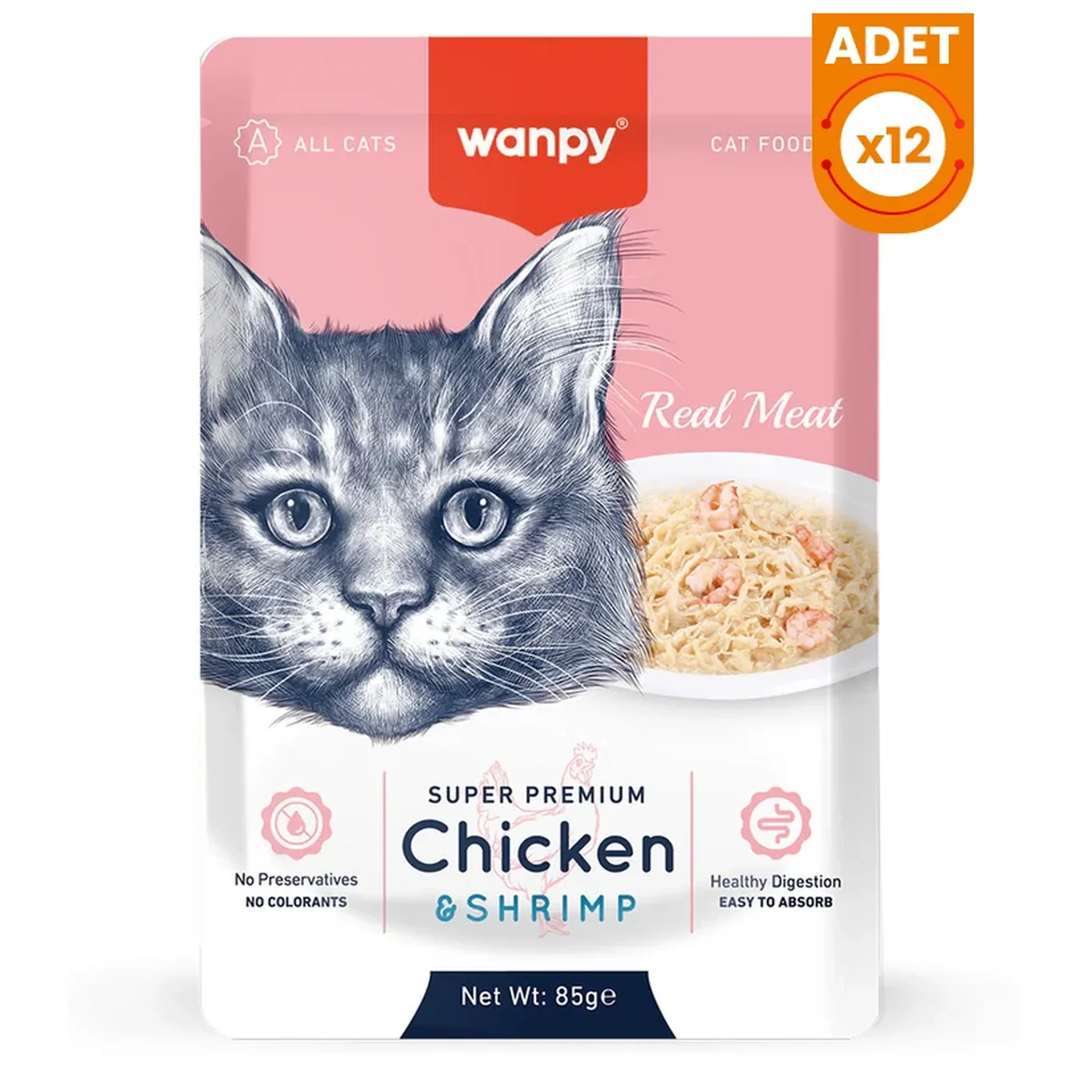 Wanpy Tavuk Etli ve Karidesli Kedi Ya? Maması (85 g)