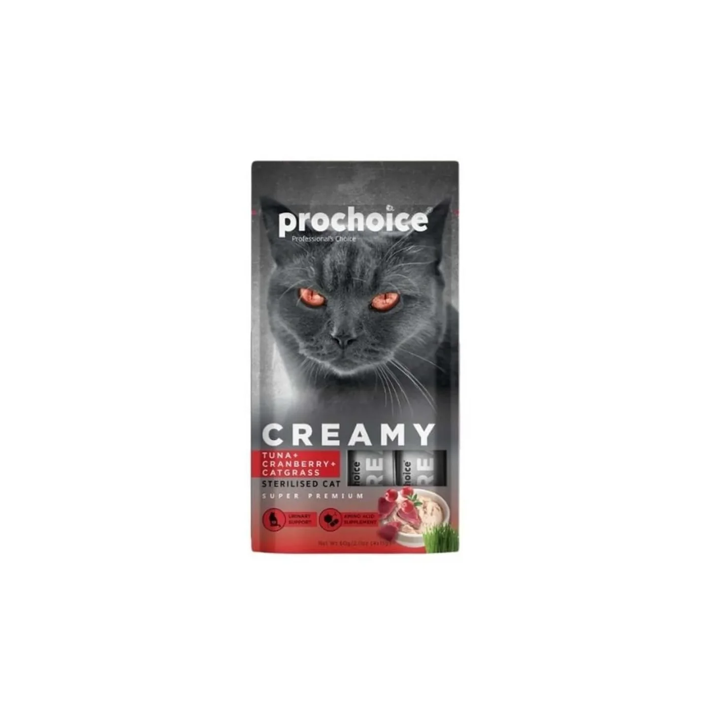 Prochoice Creamy Ton Balık Turna Yemişli ve Kedi Çimli Sıvı Kedi Ödül Maması (4 x 15 g)