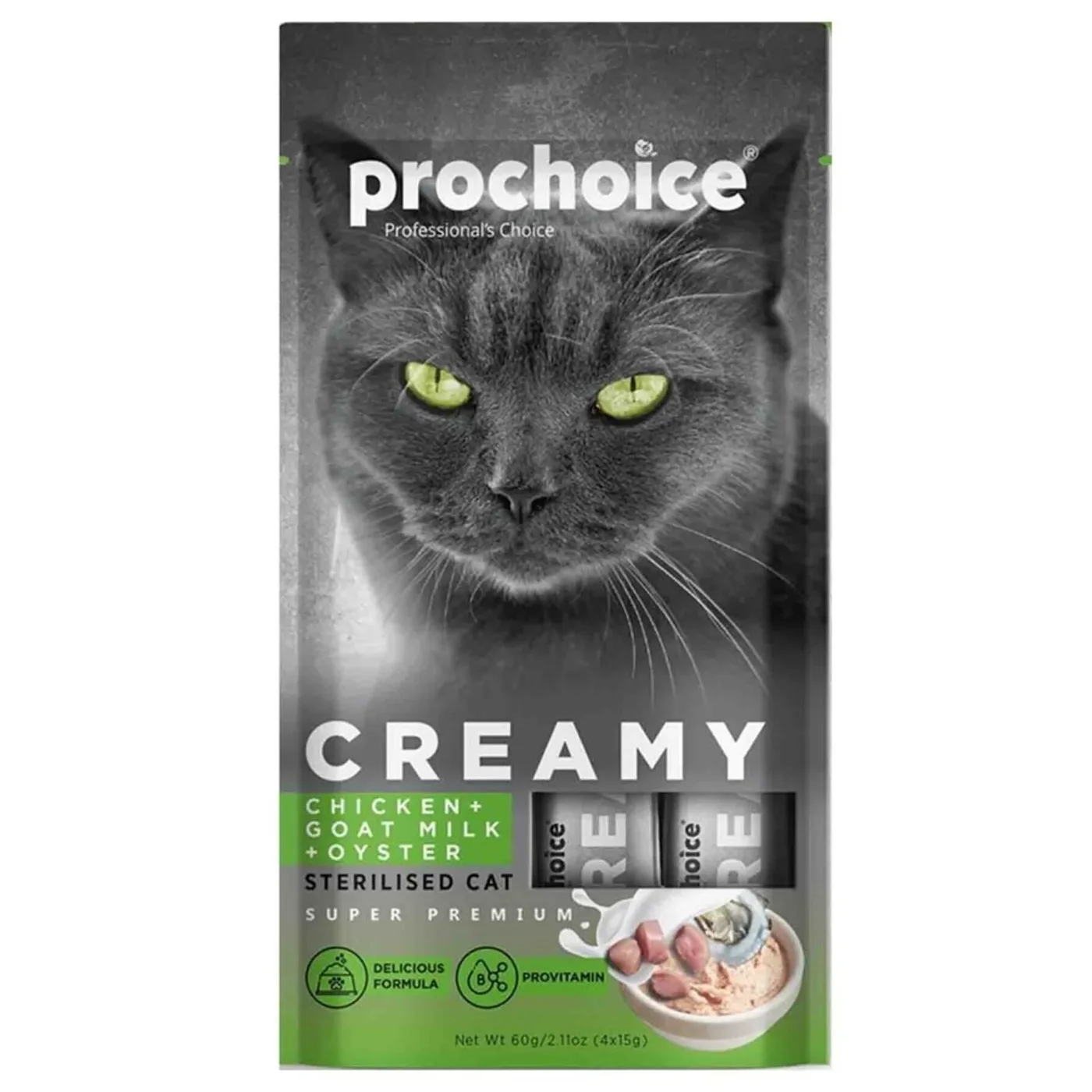 Prochoice Creamy Tavuk Etli ve ?stiridyeli Sıvı Kedi Ödül Maması (4 x 15 g)