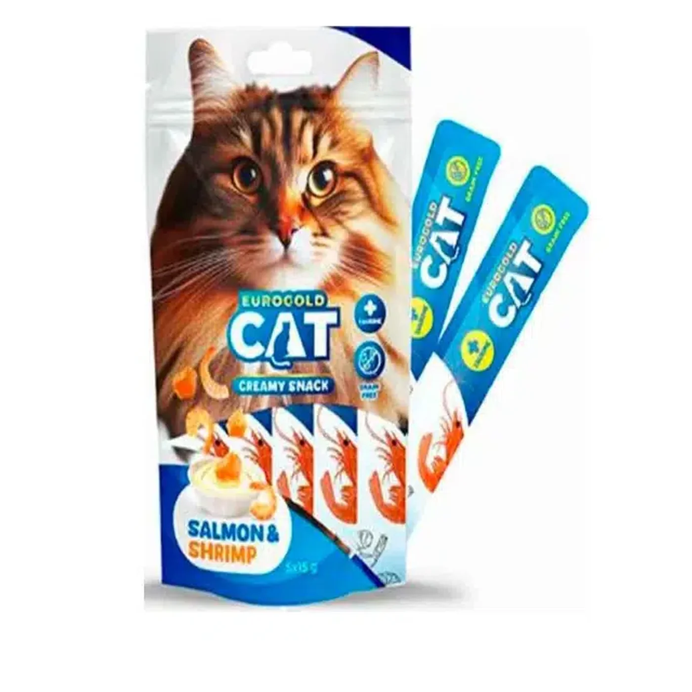 EuroGold Cat Somon ve Karidesli Sıvı Kedi Ödül Maması (5 x 15 g)