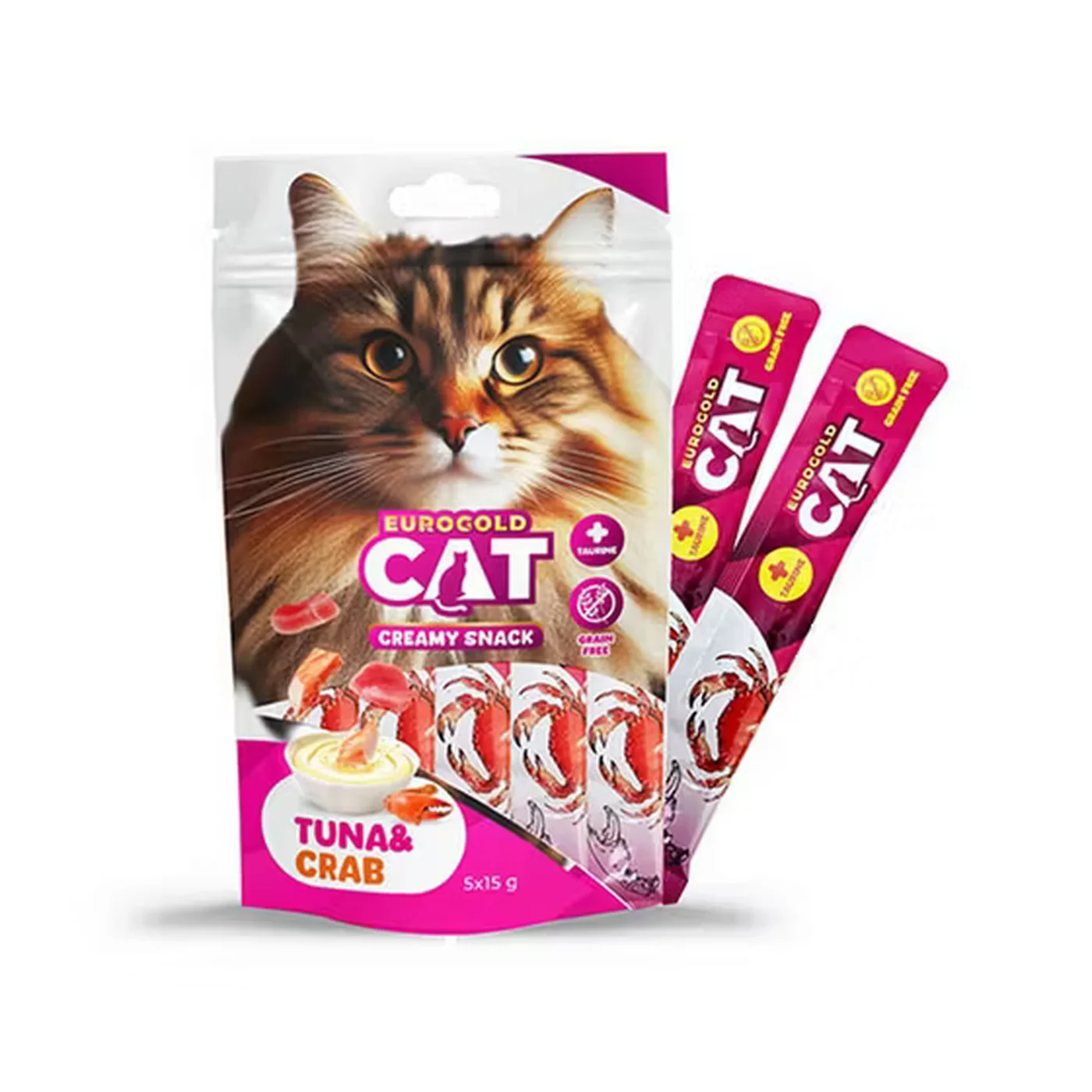 EuroGold Cat Ton Balıklı Yengeçli Sıvı Kedi Ödül Maması (5 x 15 g)