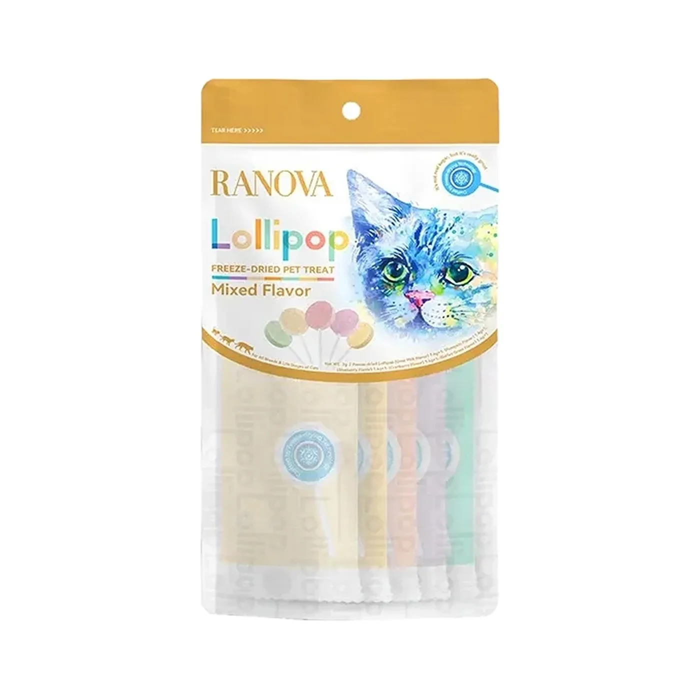 Ranova Kediler İçin Karışık Lezzetli Lolipop Ödül (5 x 1,4 g)