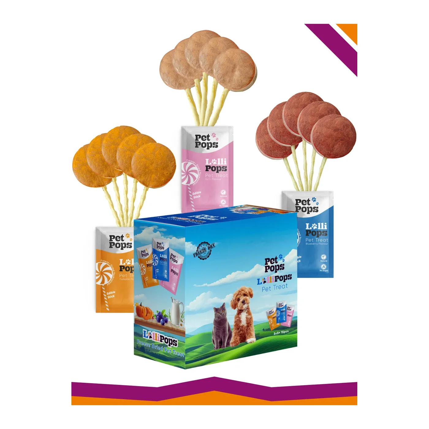 Pet Pops Karışık Meyveli Kedi Ödül Lolipopu (15'li)