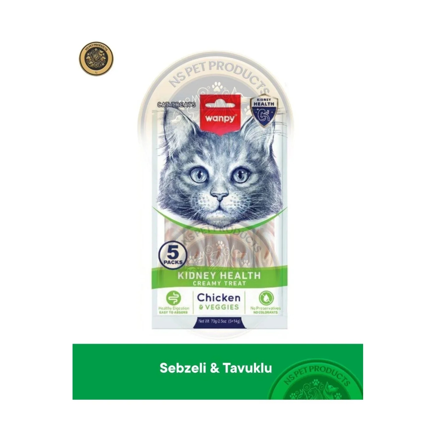 Wanpy Kidney Health Tavuk Etli ve Sebzeli Kedi Ödülü (5 x 14 g)