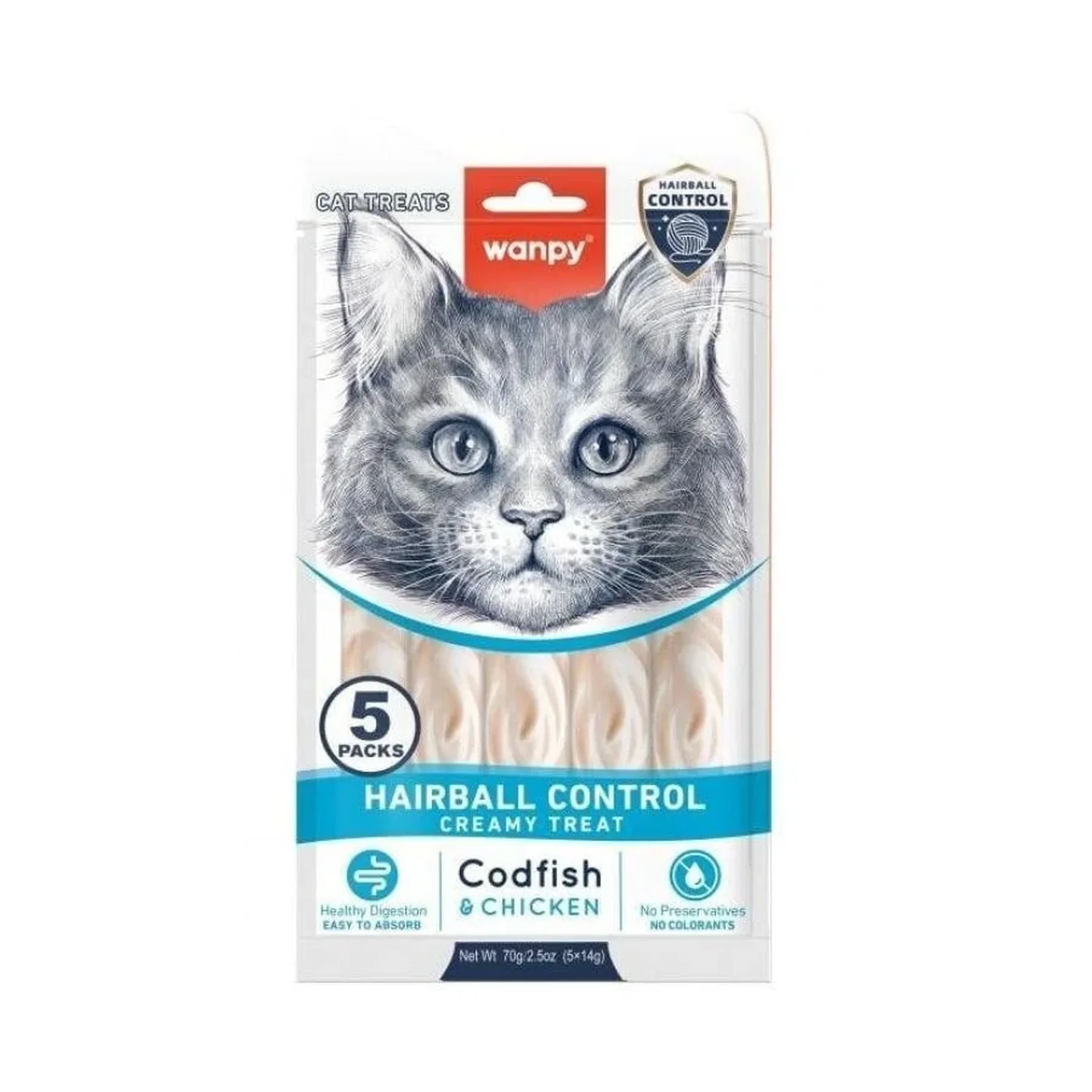 Wanpy Hairball Control Morina Balığı ve Tavuk Etli Kedi Ödülü (5 x 14 g)