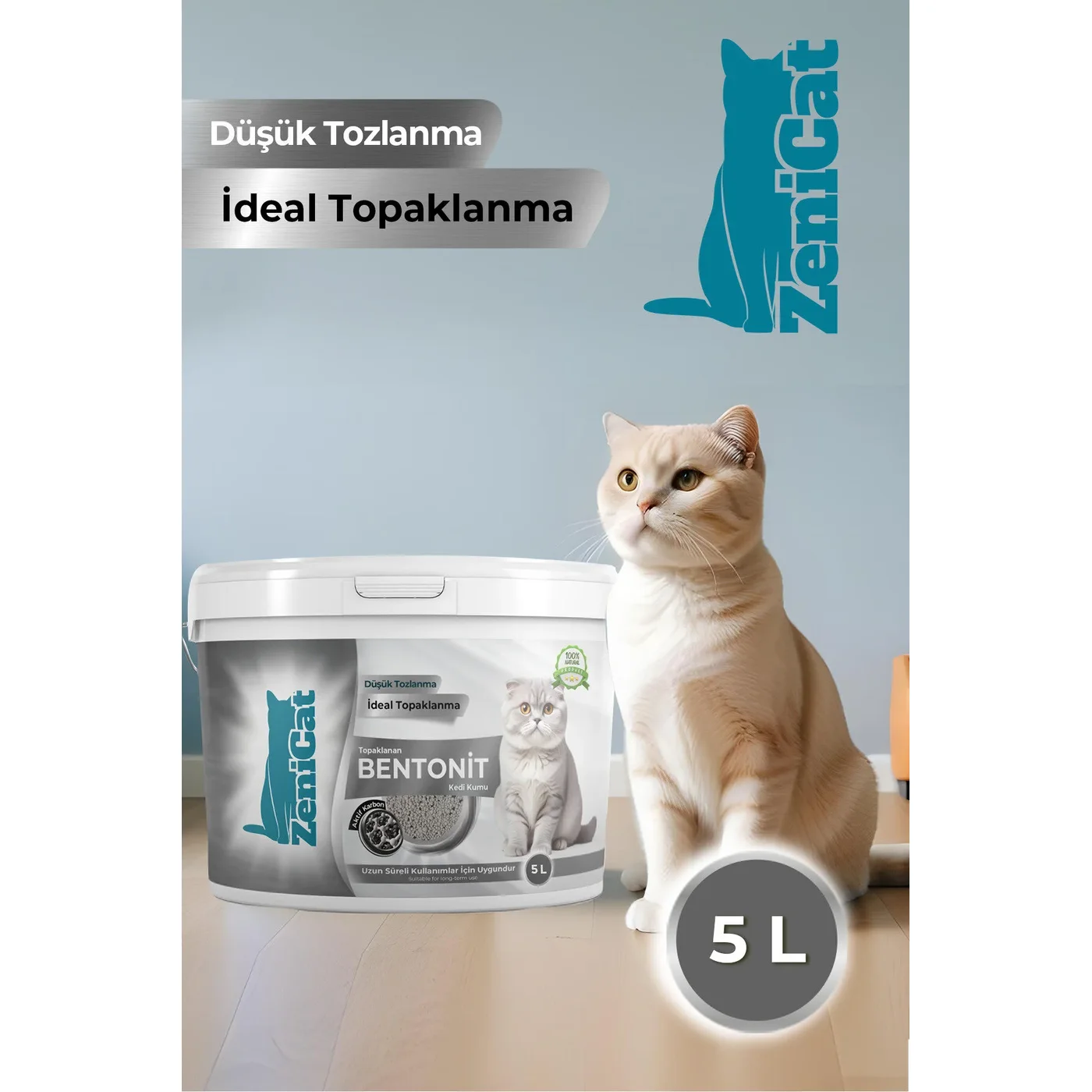 Jingo İnce Taneli Bentonit Aktif Karbonlu Kedi Kumu (5 L)