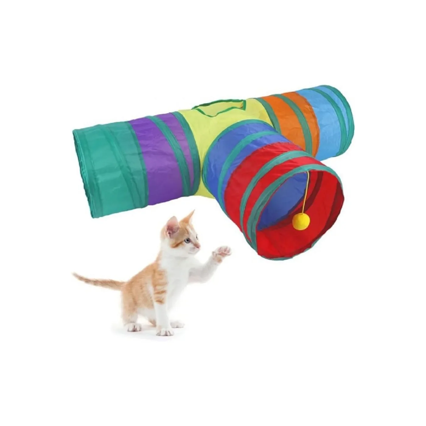 3 Yollu Renkli Kedi Tüneli