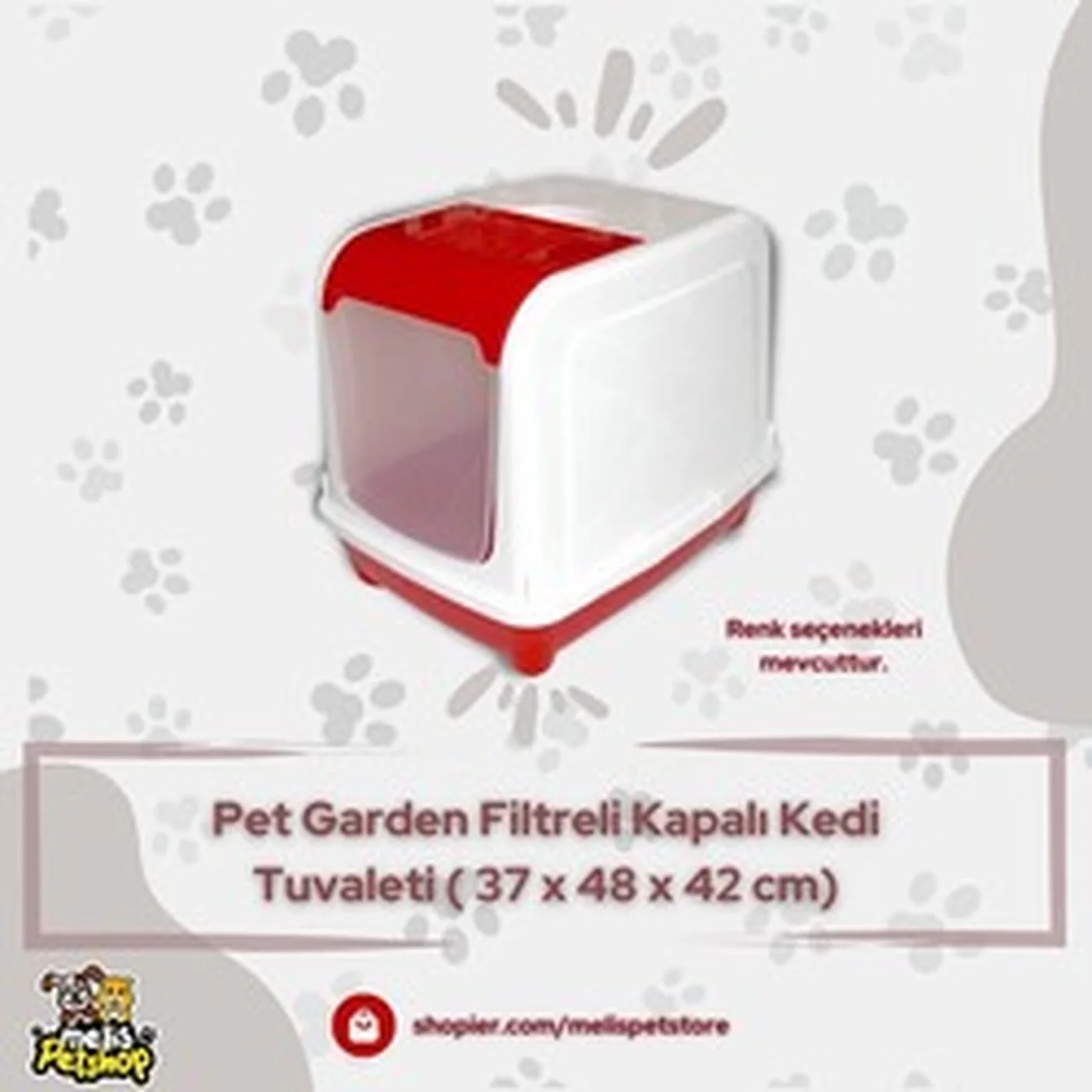 Pet Garden Filtreli Kapalı Kedi Tuvaleti (37 x 48 x 42 cm)
