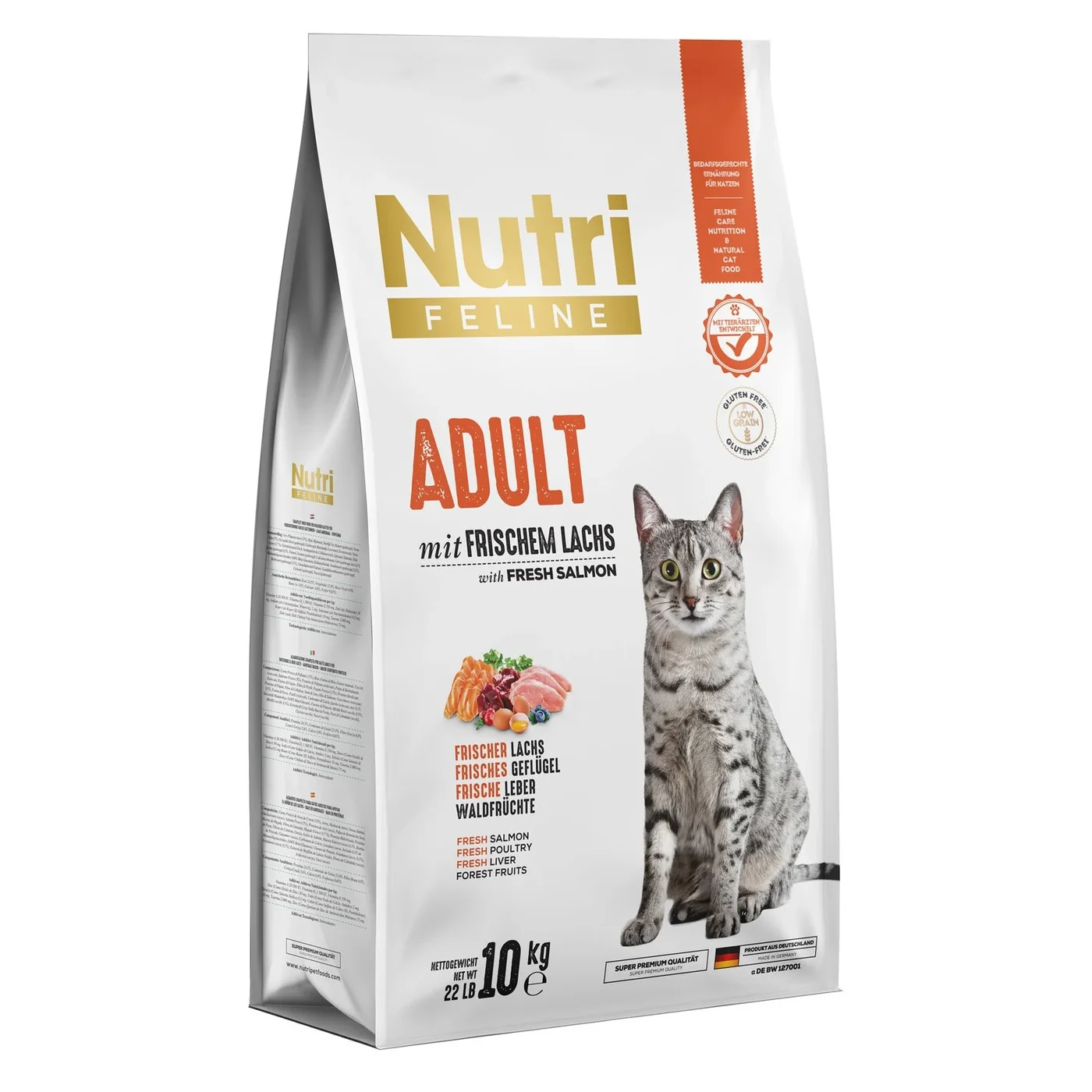 Nutri Feline Adult Düşük Tahıllı Taze Somonlu Yetişkin Kedi Maması (10 kg)