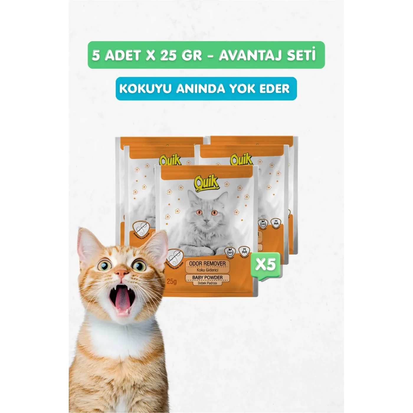 Quik Pudralı Kedi Kumu Koku Giderici (25 g)