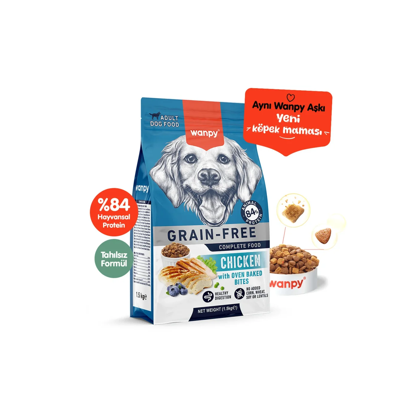 Wanpy Tahılsız Tavuk Etli Yetişkin Köpek Maması (1,5 kg)