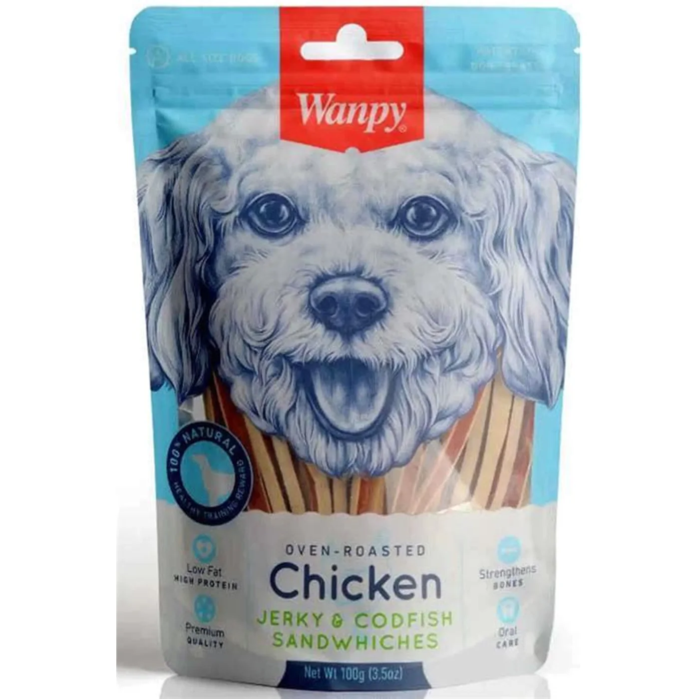 Wanpy Oven Roasted Tavuk Etli ve Morina Balıklı Sandviç Köpek Ödülü (100 g)