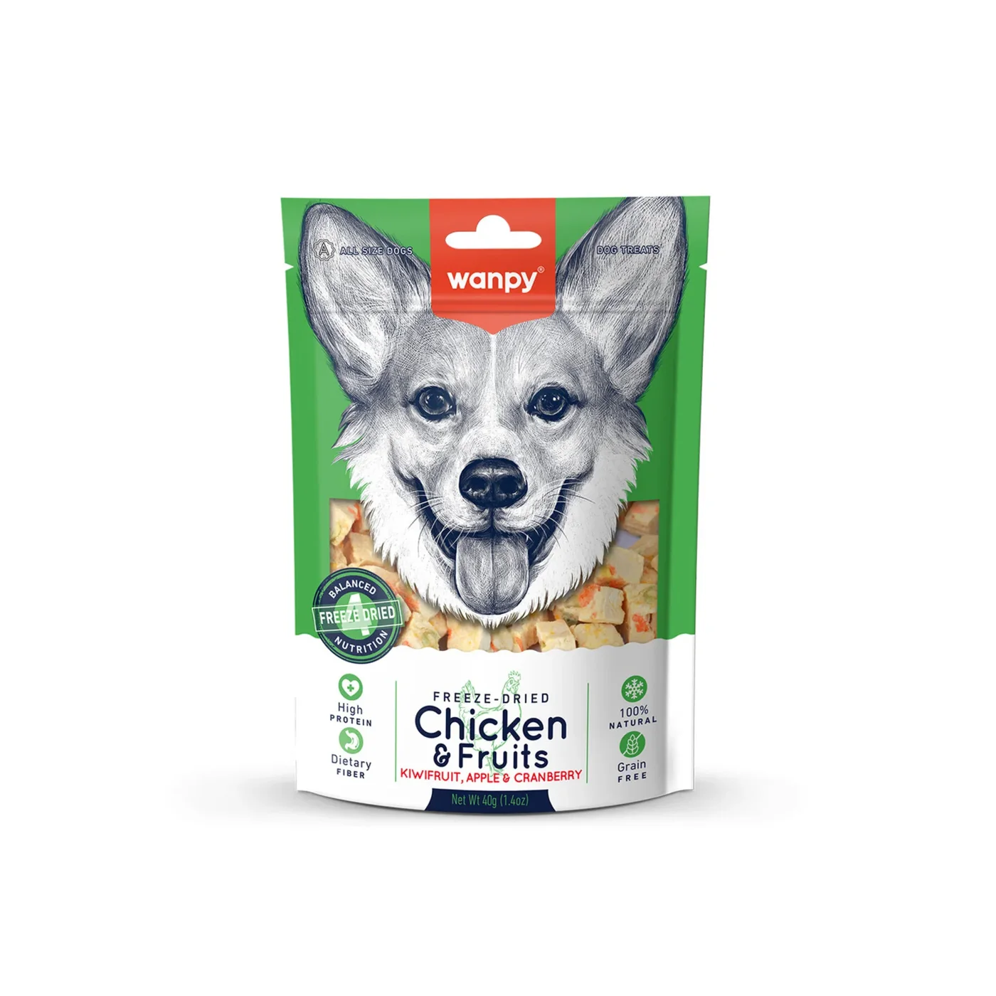 Wanpy Dondurularak Kurutulmuş Tavuk Göğsü Köpek Ödül Maması (40 g)