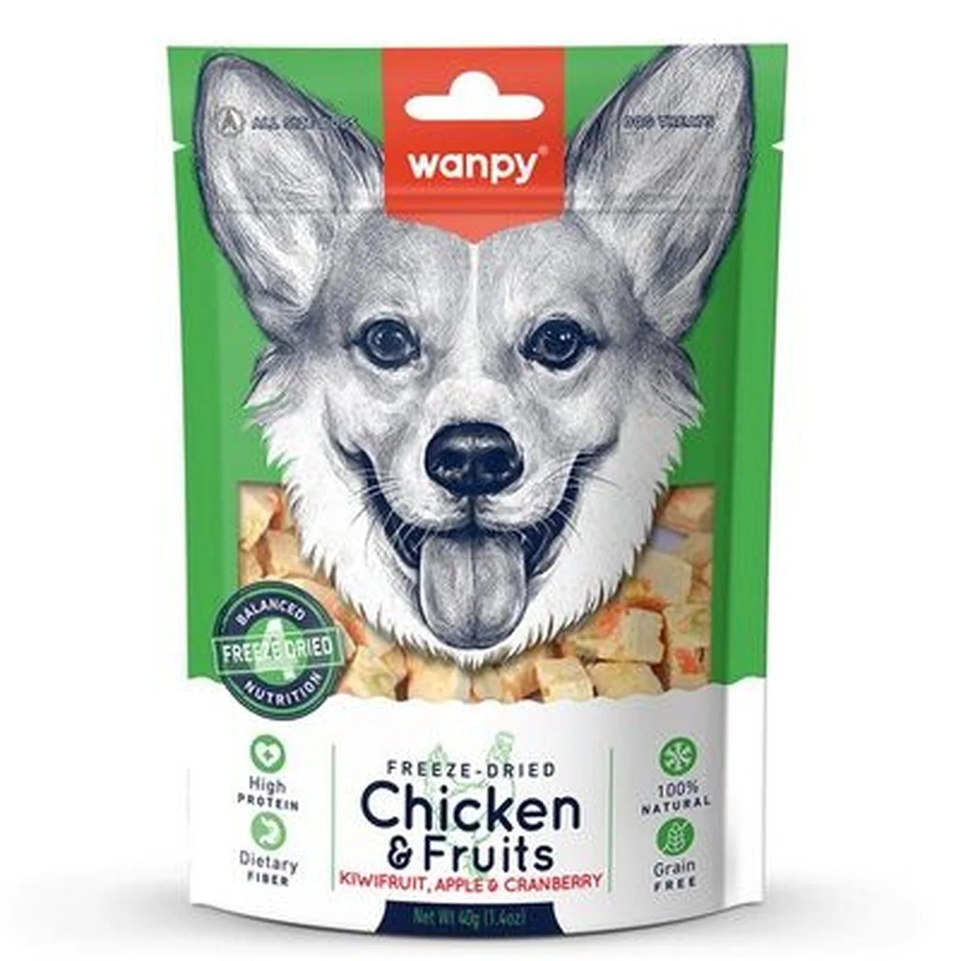 Wanpy Dondurularak Kurutulmuş Tavuklu ve Meyveli Köpek Ödül Maması (40 g)