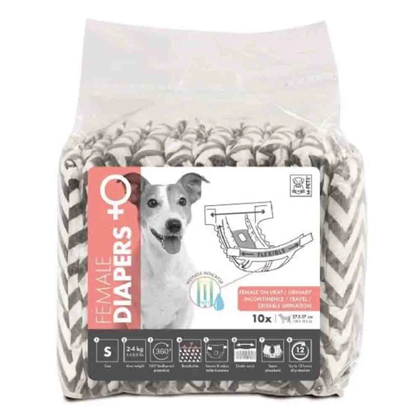 M-Pets Diapers Dişi Köpekler İçin Külot S (10'lu)