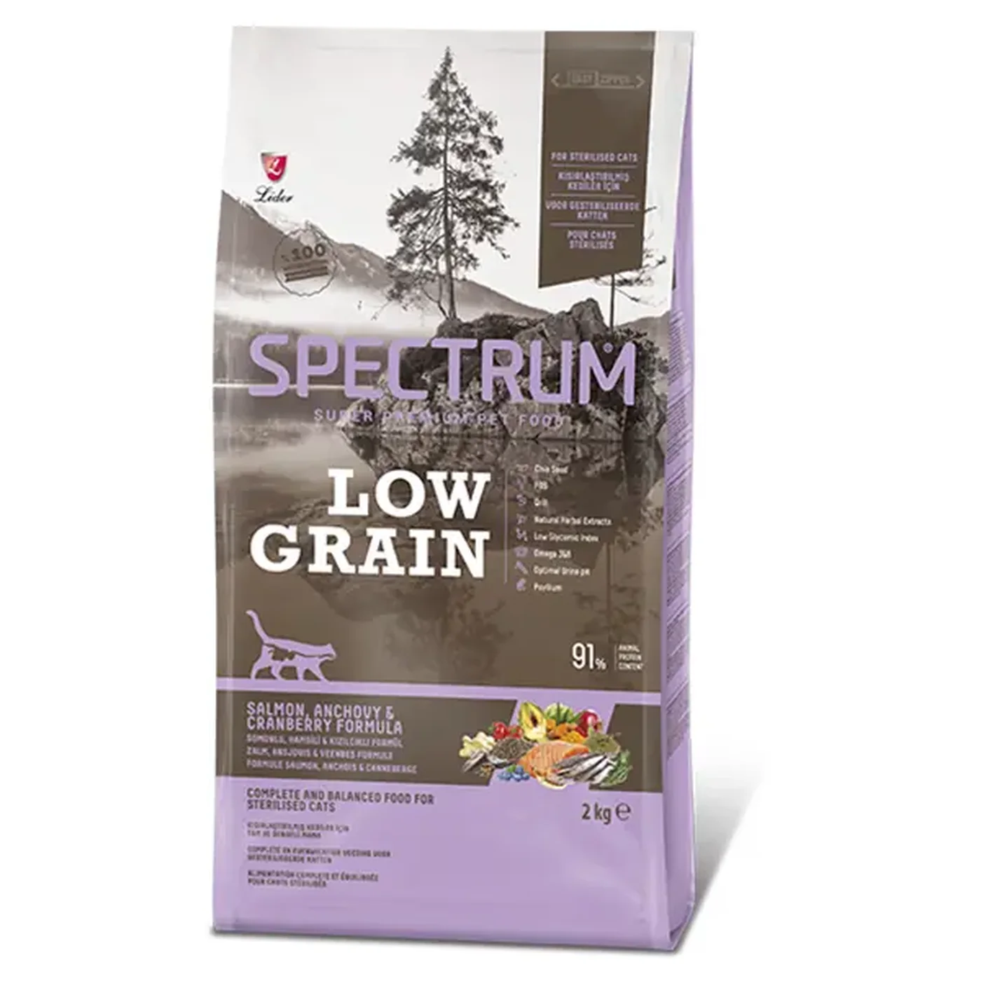 Spectrum Somon, Hamsi Balığı & Kızılcıklı Yetişkin Kedi Maması (2 kg)