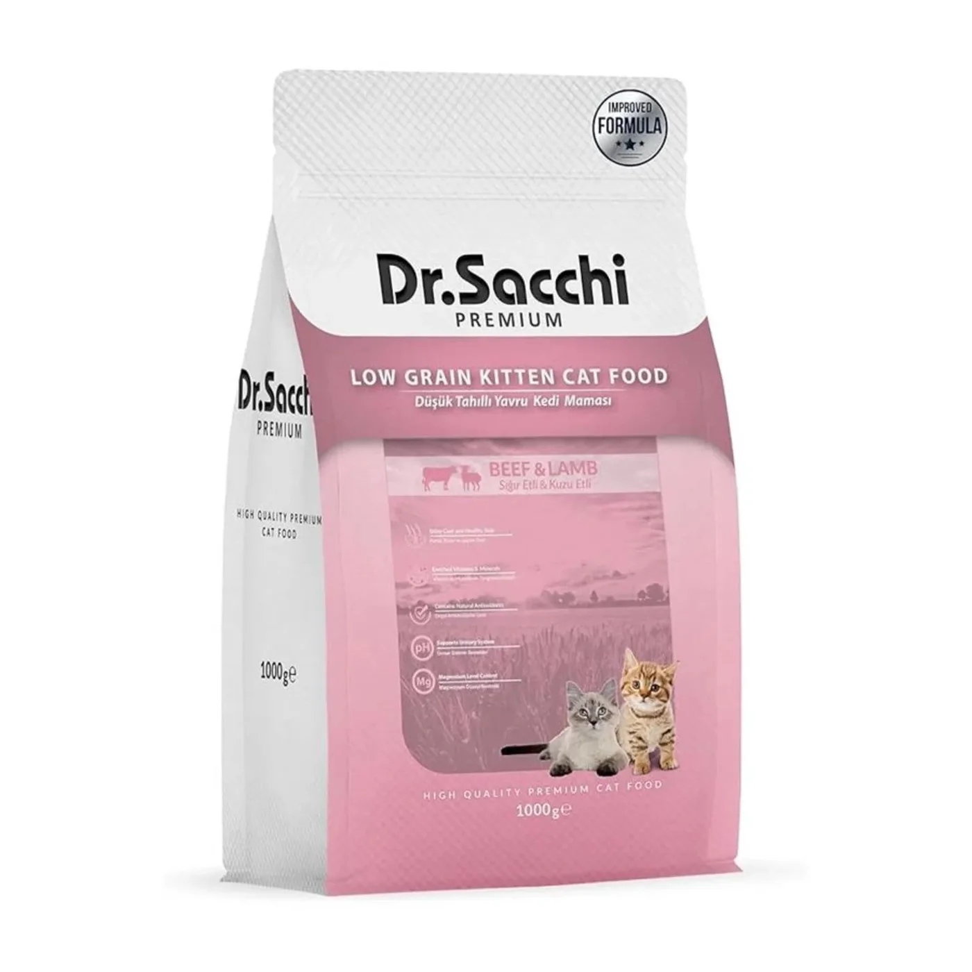 Dr.Sacchi Premium Düşük Tahıllı Sığır Etli Yetişkin Kedi Maması (1,5 kg)