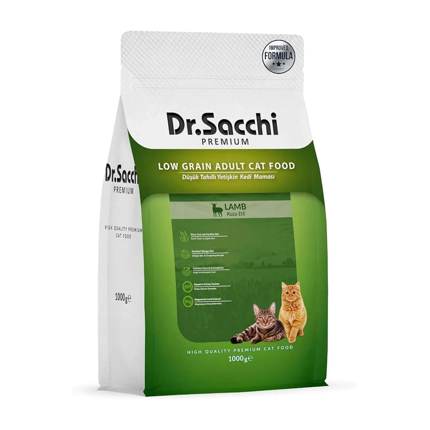 Dr.Sacchi Premium Düşük Tahıllı Tavuk Etli Yetişkin Kedi Maması (1,5 kg)