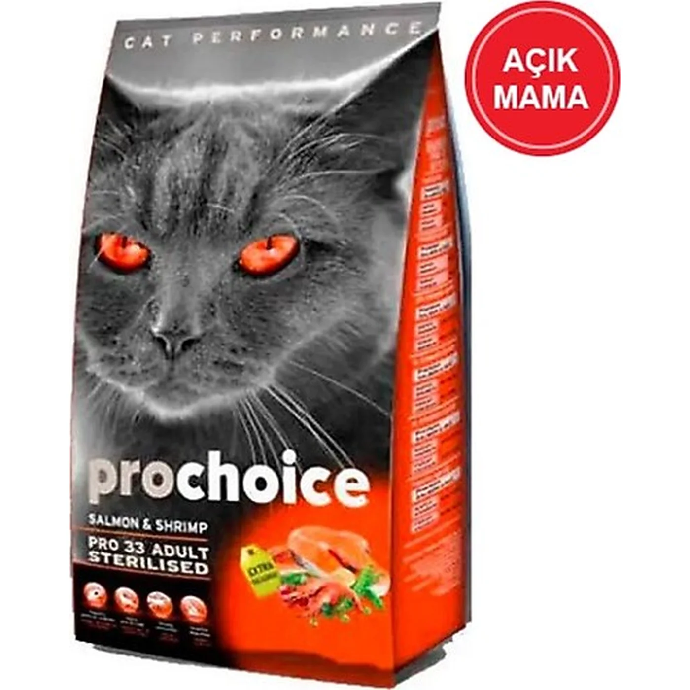 Prochoice Pro 33 Somonlu ve Karidesli Kısırlaştırılmış Açık Yetişkin Kedi Maması (1 kg)