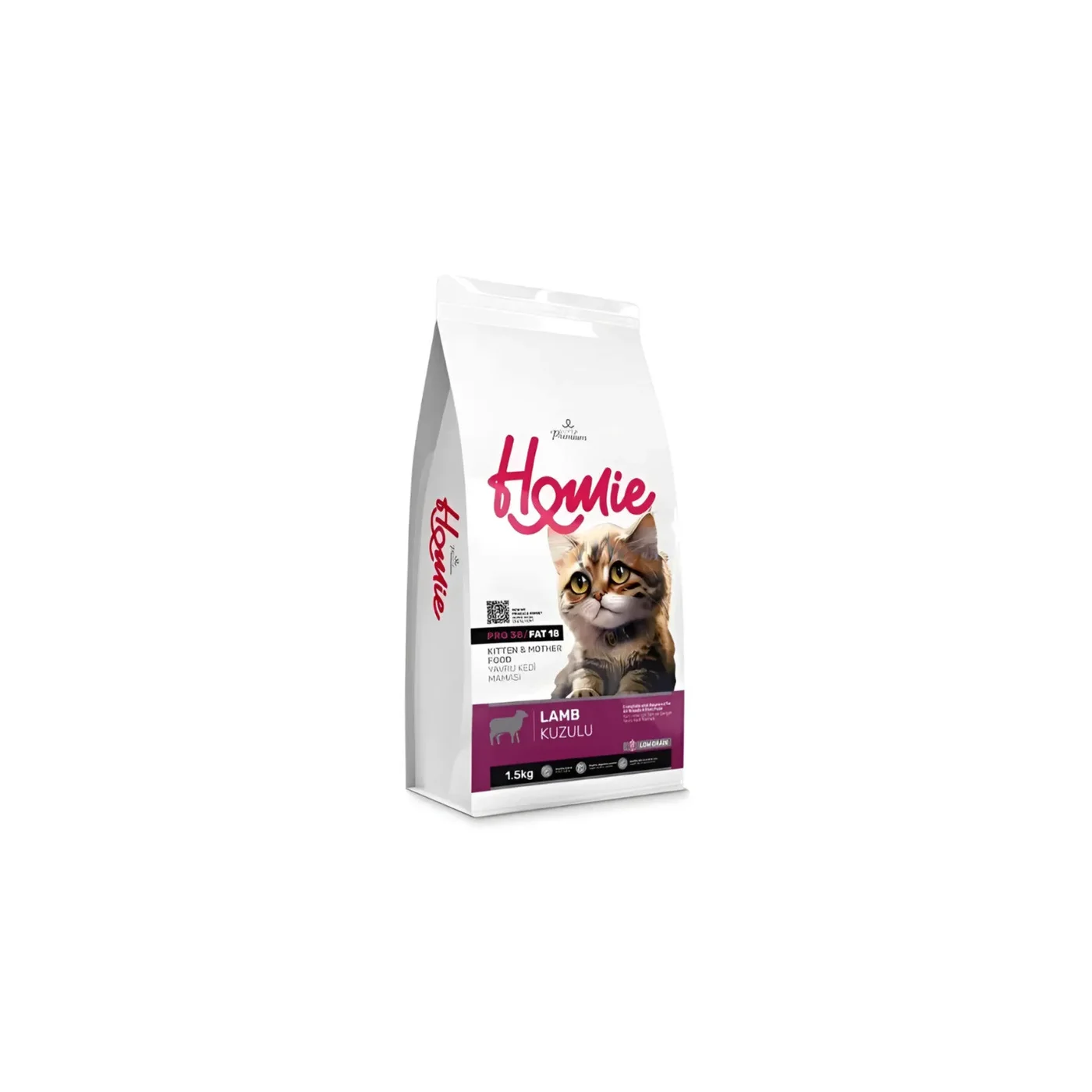 Homie Super Premium Düşük Tahıllı Kuzu Etli Yetişkin Kedi Maması (1,5 kg)